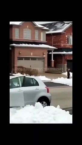 This package thief is quickly overtaken by karma… Stuck in the snow