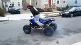 Régis skidds on a quad bike