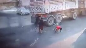 Miraculously, he escaped alive after colliding head-on with a truck